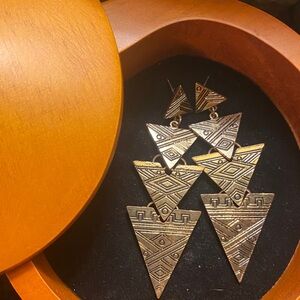 Geometric Gold Earrings Vintage